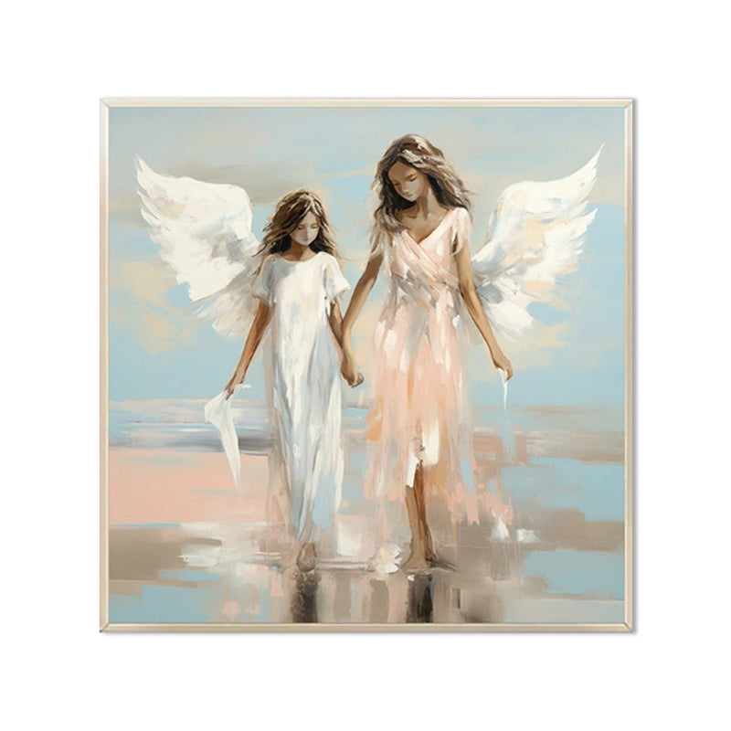 Angel Sisters Walking On Water Oil Painting On Canvas Handmade Modern Abstract Wall Art Pictures Religious Home Room Decor