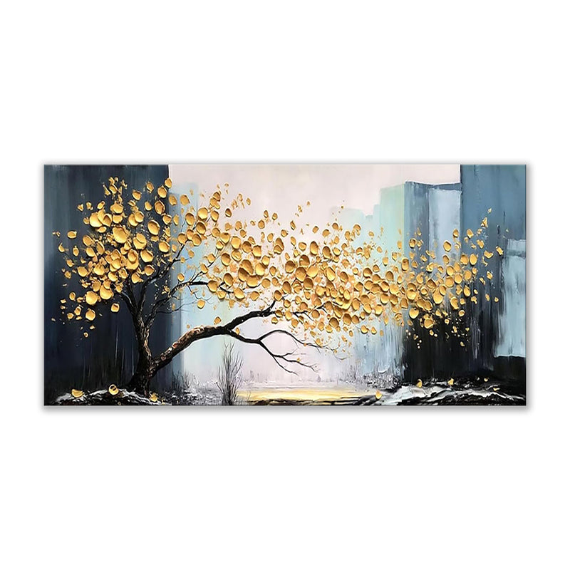 Large Abstract Handmade Painting Abstract Golden Tree Still Life Canvas Painting Wall Art  Lucky Tree Landscape Modern Home Living Room Decor