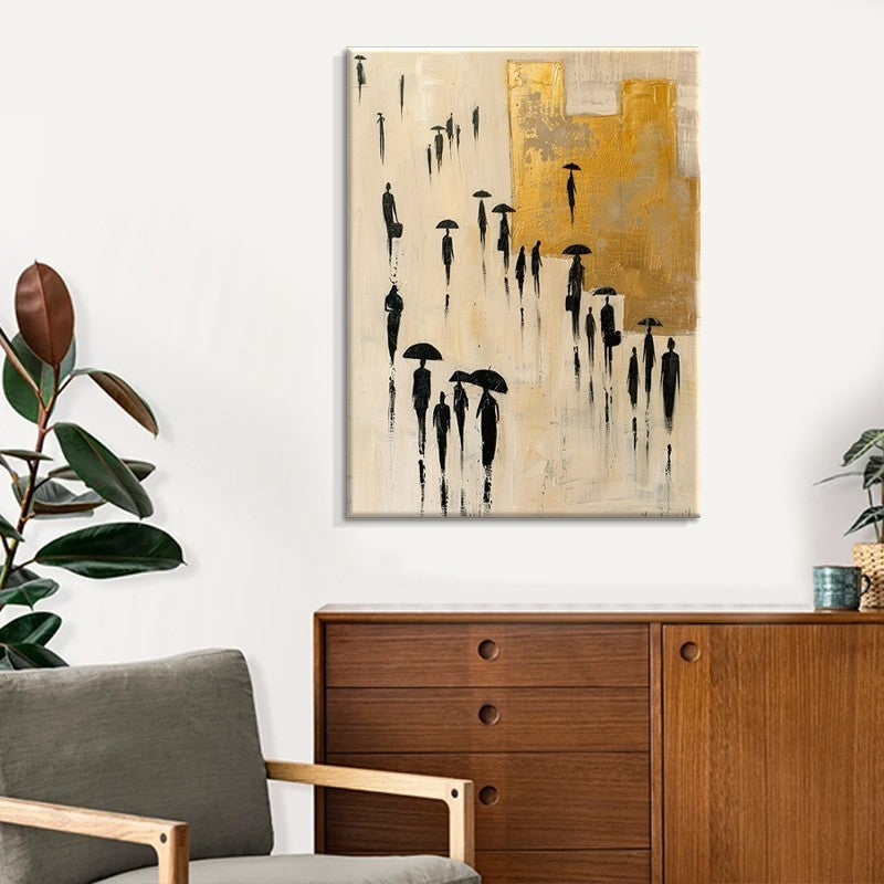 Hand Painted Abstract Character City Art Canvas Oil Painting Modern Minimalist Urban Wall Art Pictures Fashion Living Room Decor