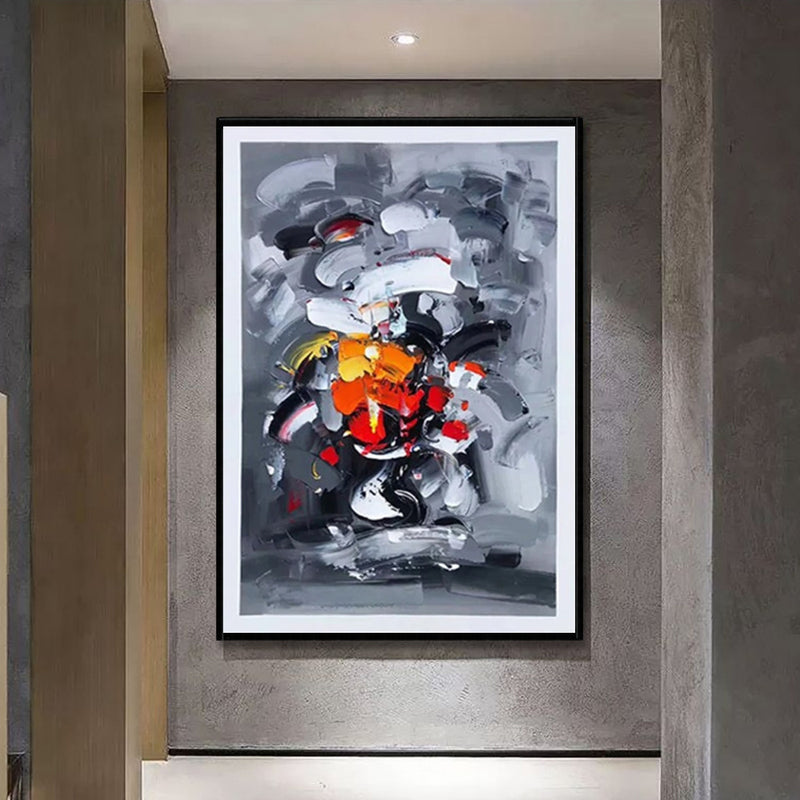 Large Graffiti Abstract Grey Handmade Oil Painting On Canvas Art Modern Acrylic Wall Decor For Home Living Room Artwork
