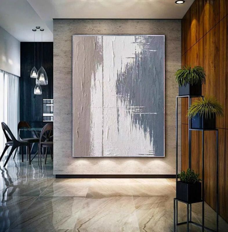 Handmade Oil Painting Canvas Wall Art Decoration Modern Grey Texture Abstract For Home Living Room Decor Rolled Frameless Unstretched Painting